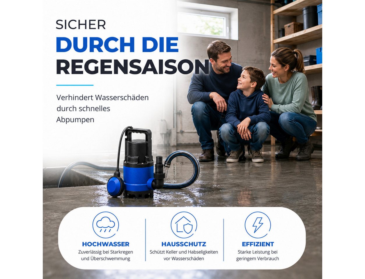 TK Gruppe Schmutzwasser-Tauchpumpe Schmutzwasser Tauchpumpe 400 W 7500 l/h – Überschwemmung & Hochwasser (1-tlg) Bild 3
