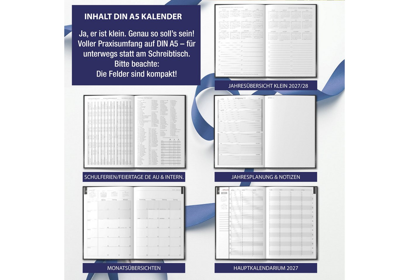 TOBJA Buchkalender Praxisplaner 2027 A5 Blue Pop Terminplaner 15 Min Takt FSC Friseur, 15-Min-Takt 7-21 Uhr, A5, 1 Woche 2 Seiten, FSC-Papier, Pop-Design Bild 5
