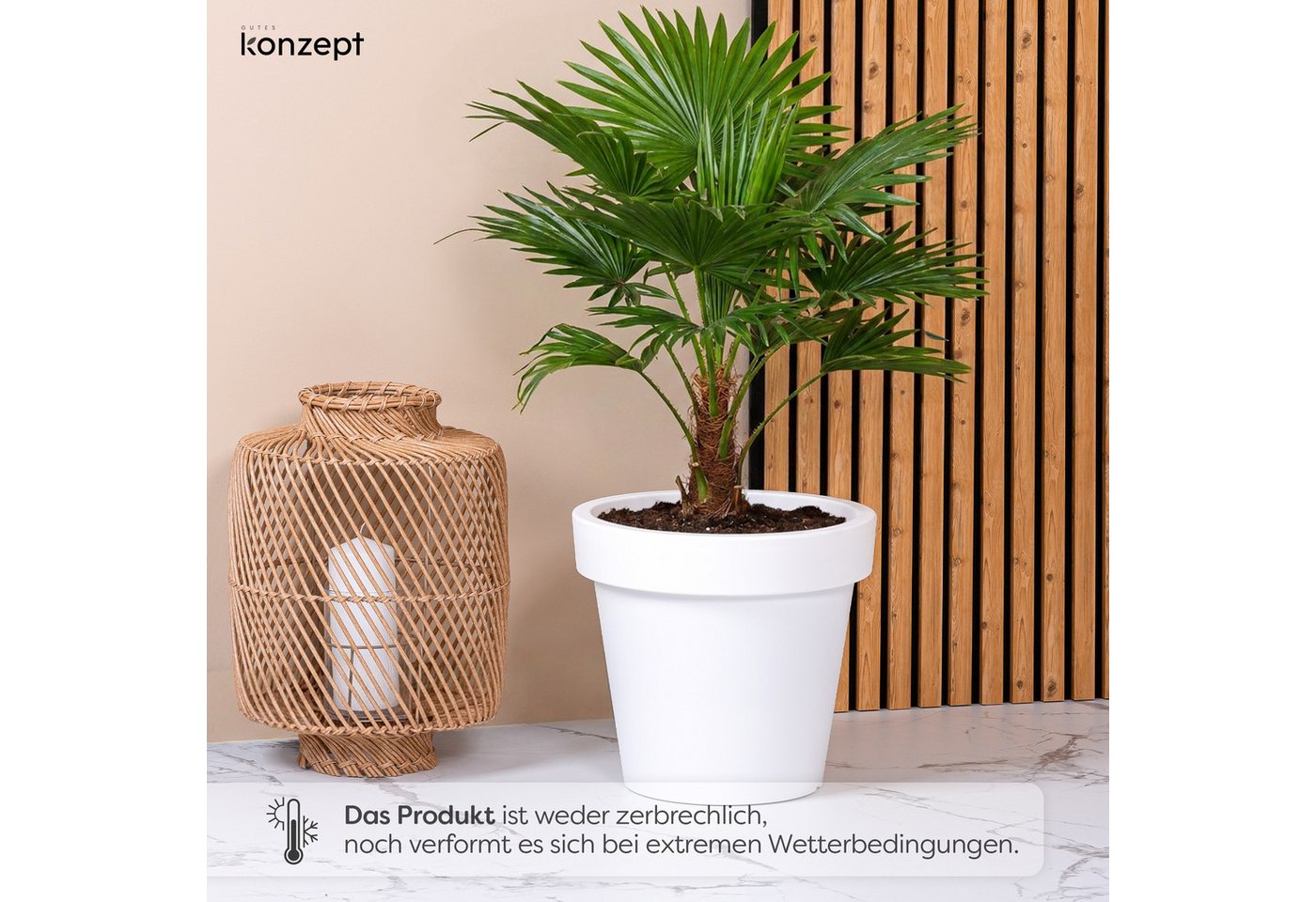 KONZEPT Blumentopf aus Kunststoff, 35 cm Durchmesser, in konischer Optik, Geprägtem Rand, Konische Form, Stapelbar, Volumen: 18,8 L Bild 4