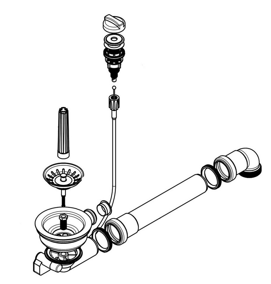 AQUADE Siebventil Ø114mm mit Excenterventil Raumschaffer und Abtropf-Überlauf, 1-tlg., mit verstellbarer Führungsschiene