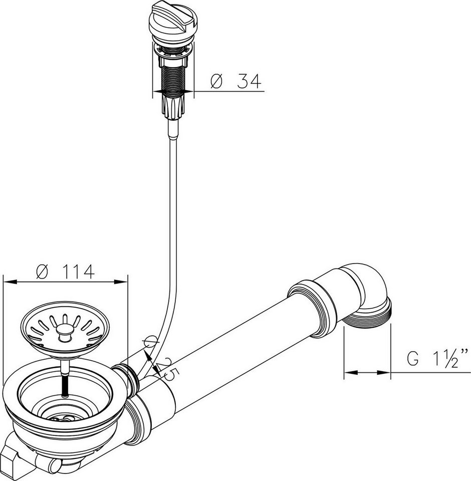 AQUADE Siebventil Ø114mm mit Excenterventil Raumschaffer und Abtropf-Überlauf, 1-tlg., mit verstellbarer Führungsschiene Bild 2