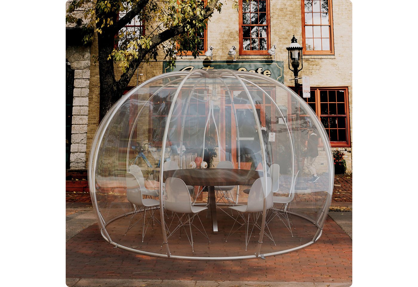 astreea Pavillon Igloo mit wetterfestem, transparentem Überzug aus PVC, (inkl. elektrisches Leuchtsystem (4W Vintage Lampen), wasserdicht und beständig bei starkem Regen, Wind und Schnee Bild 2