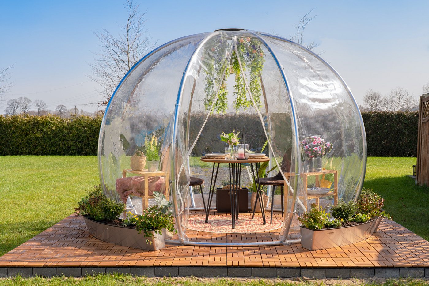 astreea Pavillon Igloo mit wetterfestem, transparentem Überzug aus PVC, (inkl. elektrisches Leuchtsystem (4W Vintage Lampen), wasserdicht und beständig bei starkem Regen, Wind und Schnee Bild 3