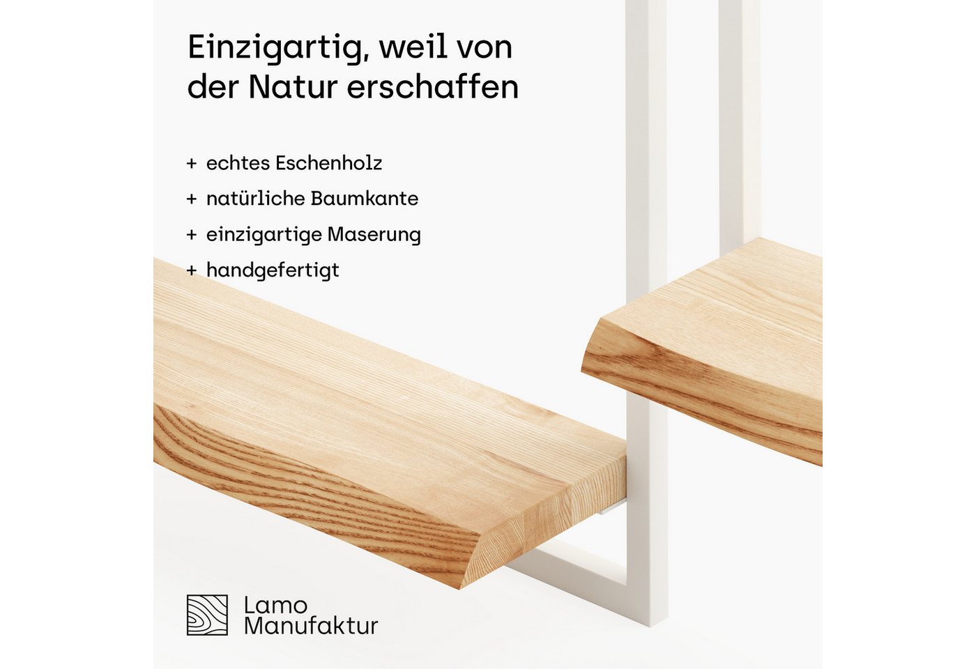 LAMO Manufaktur Wandregal Holz Set 2 St. 15/20 cm Farbe: Rustikal, Rahmen: Schwarz, Schweberegal Massiv 100% Echtholz, Tassenregal für Küche, Bildregal, Parfüm Regal für Badezimmer Bild 3