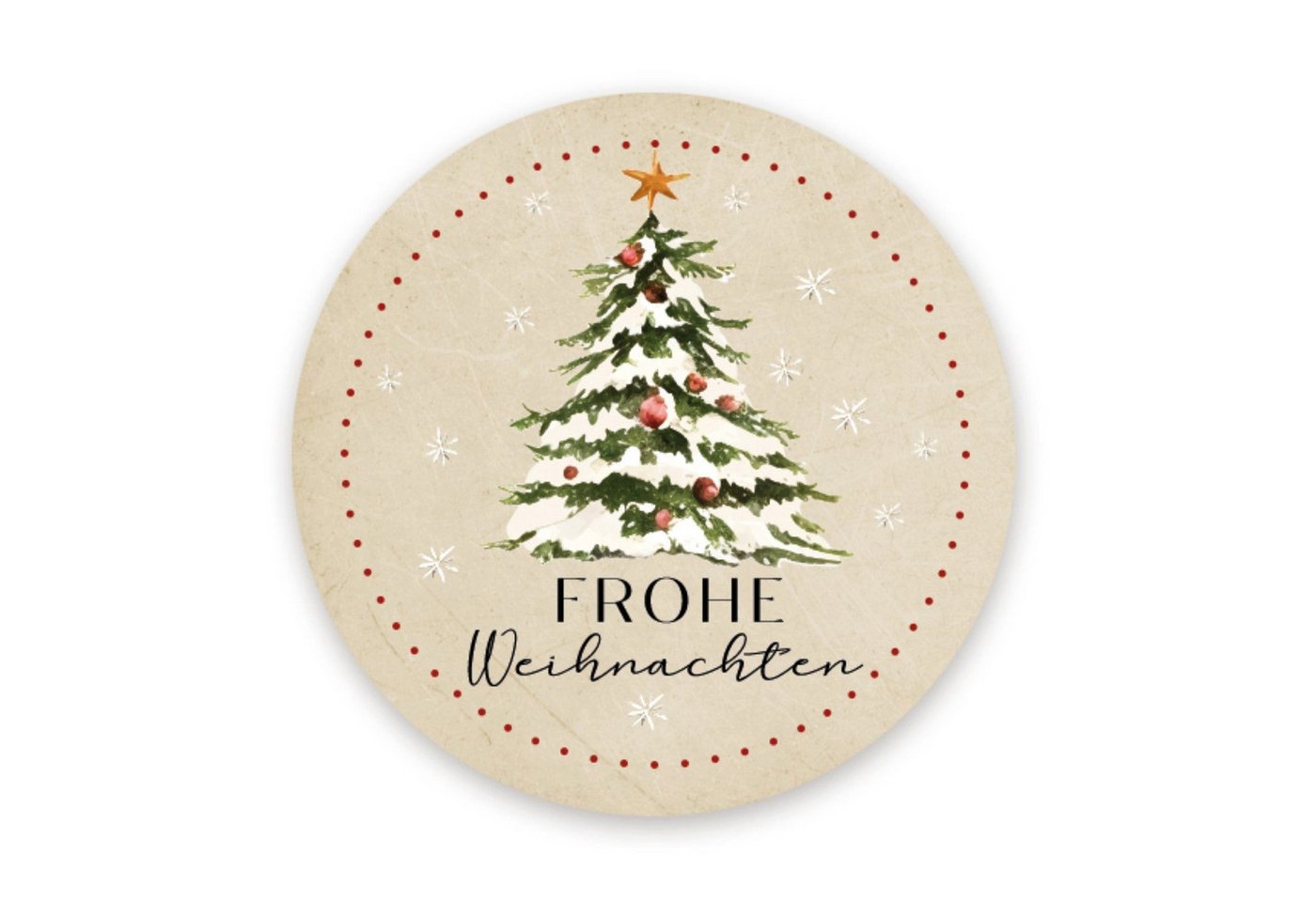 Logbuch-Verlag Aufkleber 200 Weihnachtssticker Frohe Weihnachten Aufkleber auf Rolle beige 4 cm
