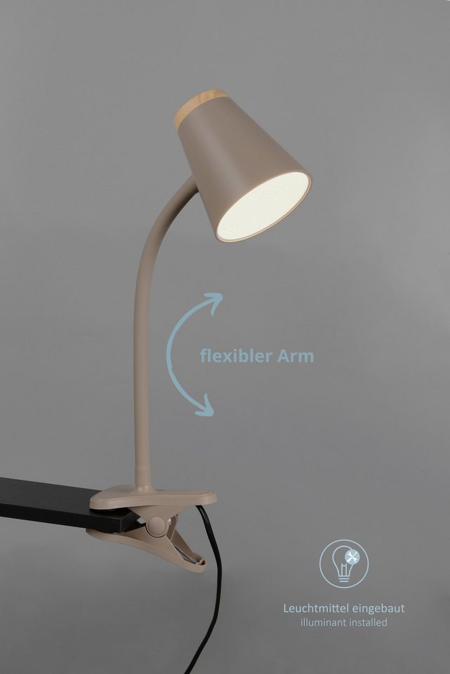 lightling LED Klemmtischleuchte Quincy, flexibel schwenkbar, LED fest integriert, warmweiße Lichtfarbe, inkl. Ein- und Ausschalter, aus hochwertigem Metall Bild 5