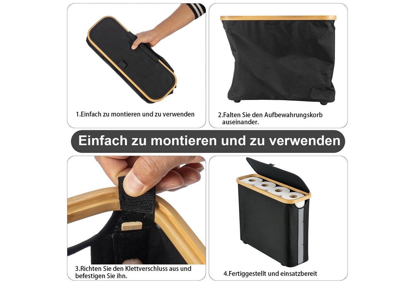 Youyijia Toilettenpapierhalter 28L Toilettenpapier Aufbewahrung Korb mit Deckel für 9-12 Rollen Bild 4