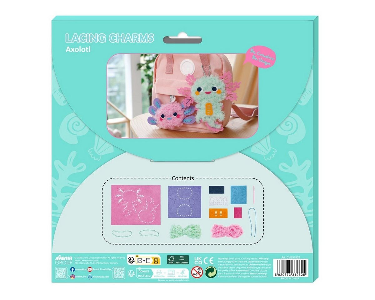Avenir Kreativset Fädelset Axolotl Filz Anhänger DIY Bastelset ab 6 Jahre Bild 2