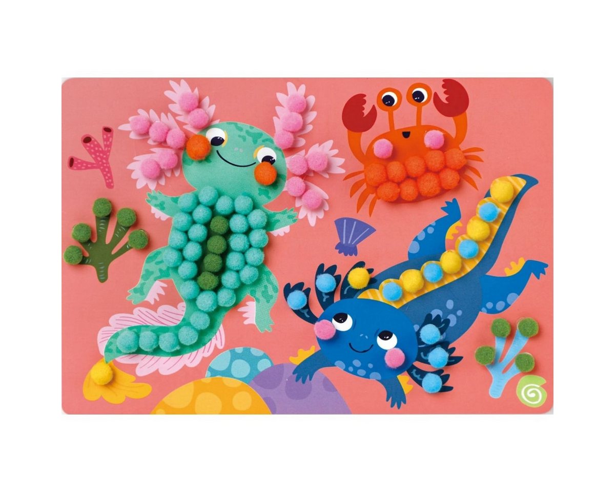 Avenir Kreativset Pompon Bastelset Axolotl Kinder ab 3 Jahren 300 Pompons DIY