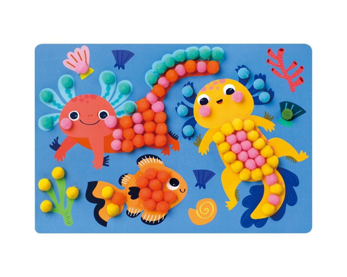 Avenir Kreativset Pompon Bastelset Axolotl Kinder ab 3 Jahren 300 Pompons DIY Bild 2