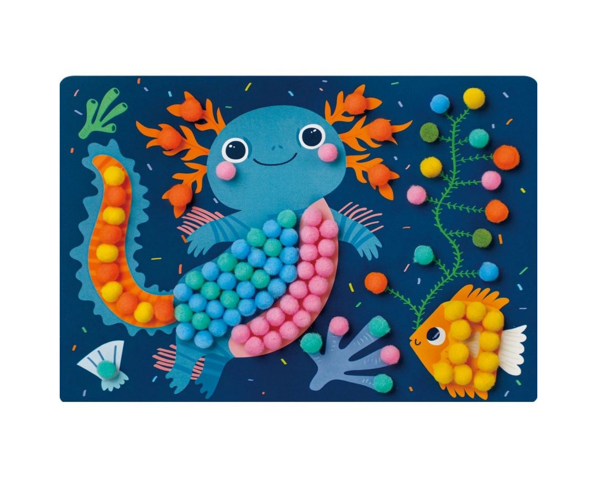 Avenir Kreativset Pompon Bastelset Axolotl Kinder ab 3 Jahren 300 Pompons DIY Bild 4
