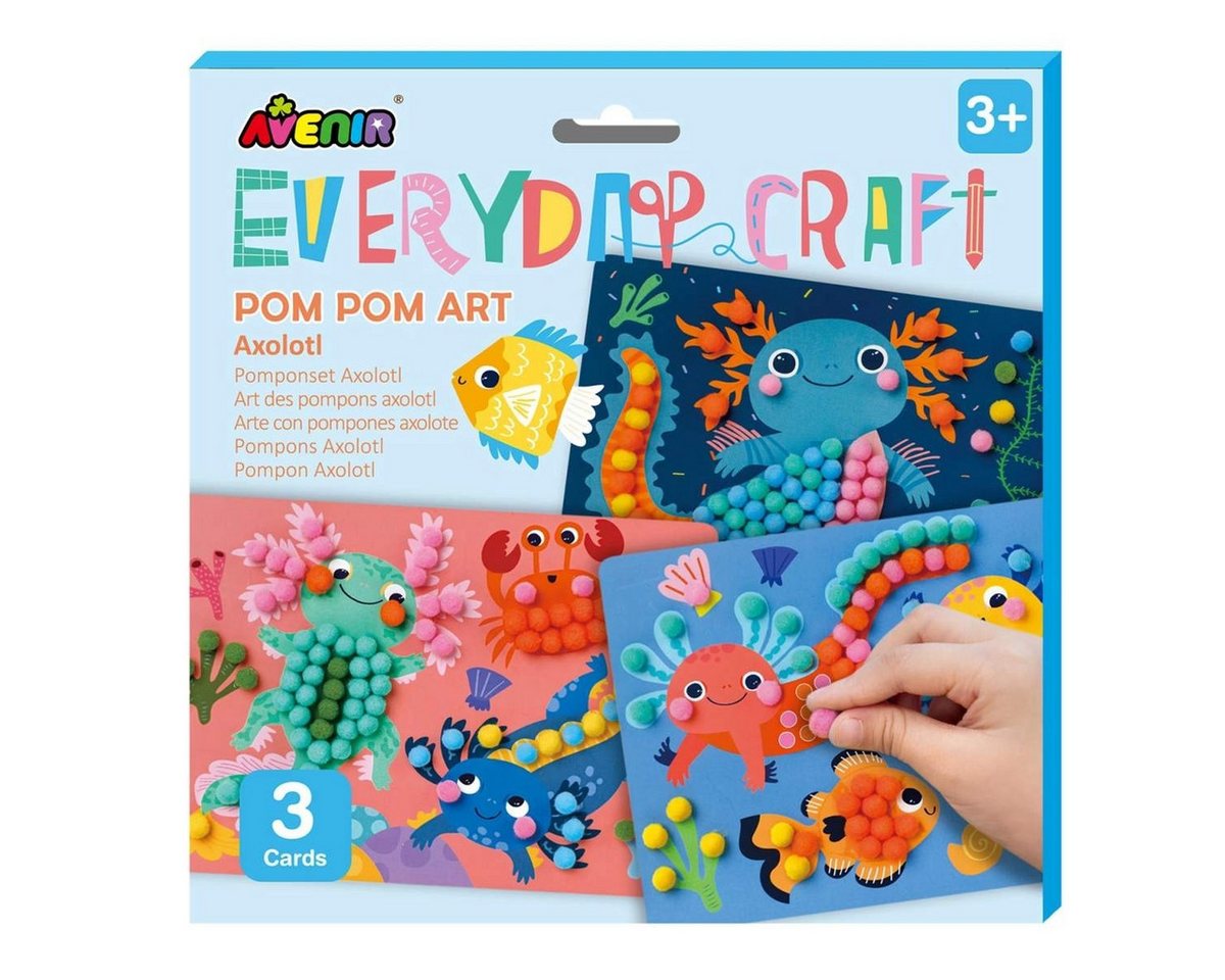 Avenir Kreativset Pompon Bastelset Axolotl Kinder ab 3 Jahren 300 Pompons DIY Bild 5
