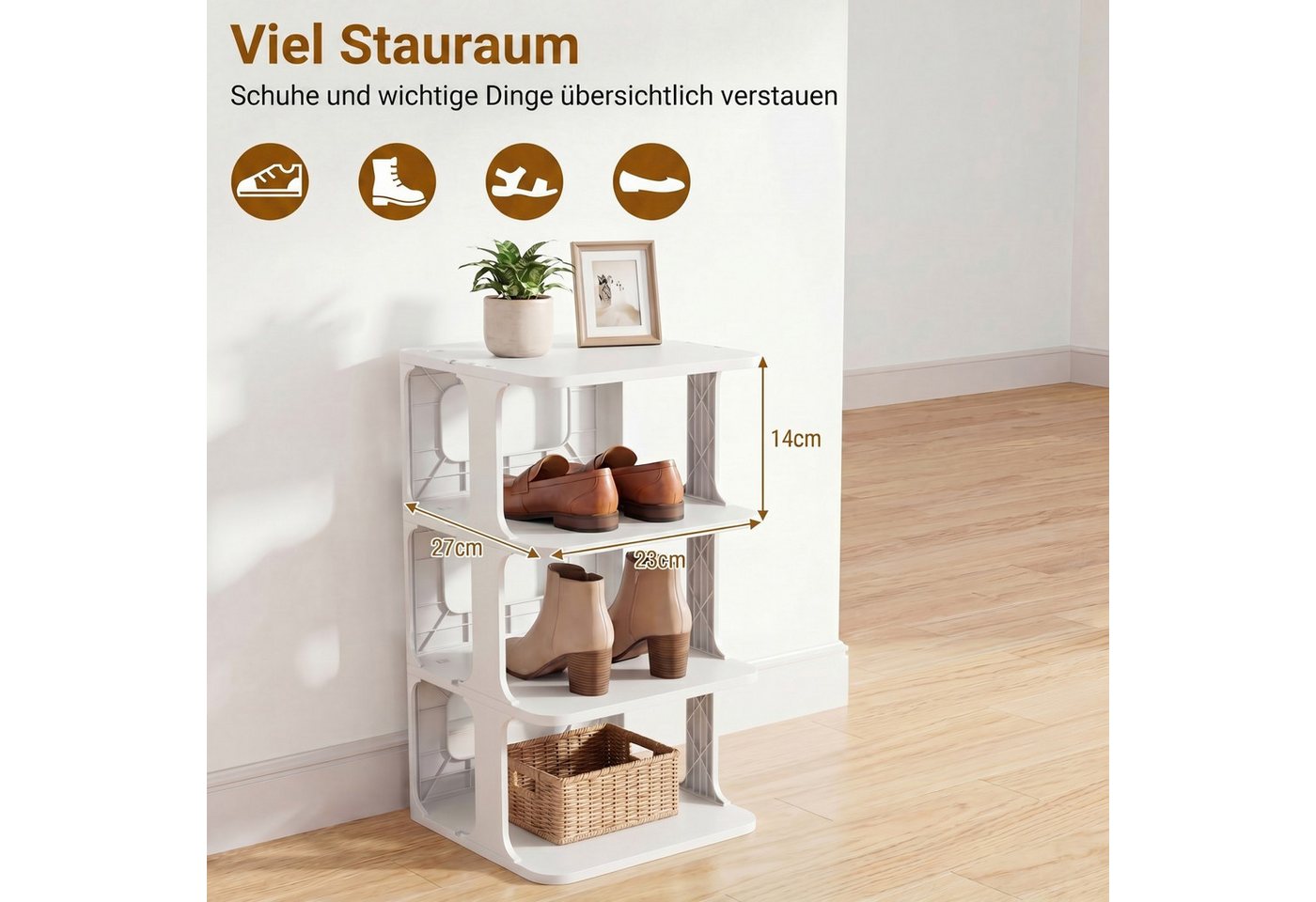 KOMFOTTEU Schuhregal, 6 Ebenen Schuhorganizer aus Kunststoff, stapelbar