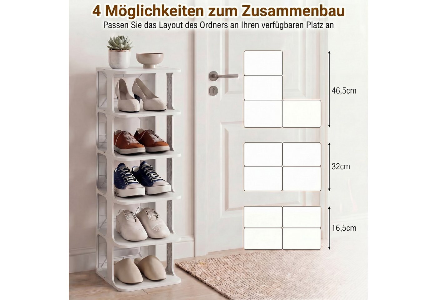 KOMFOTTEU Schuhregal, 6 Ebenen Schuhorganizer aus Kunststoff, stapelbar Bild 4