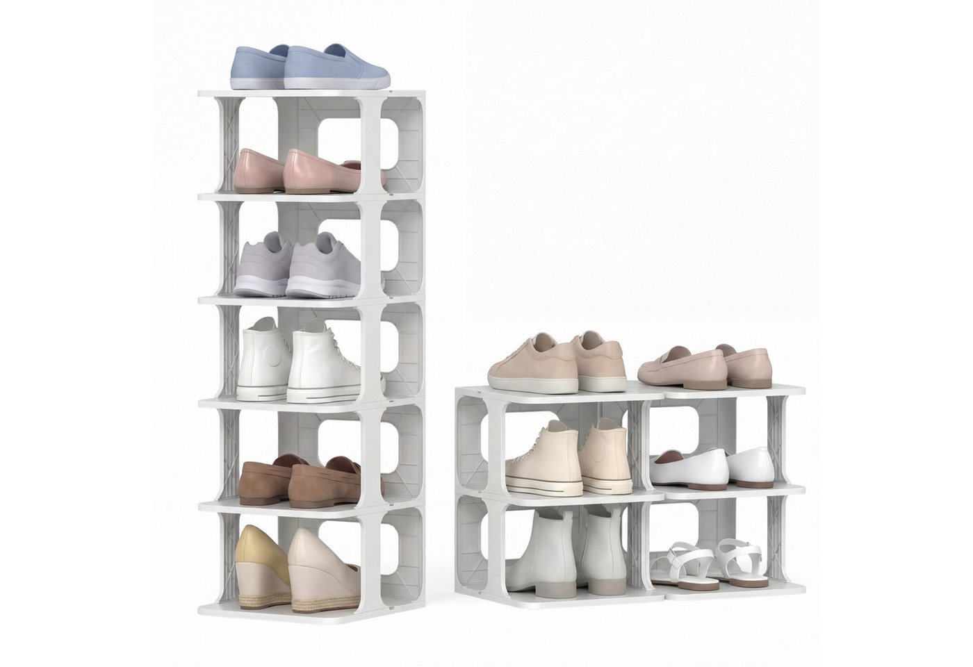 KOMFOTTEU Schuhregal, 6 Ebenen Schuhorganizer aus Kunststoff, stapelbar Bild 5
