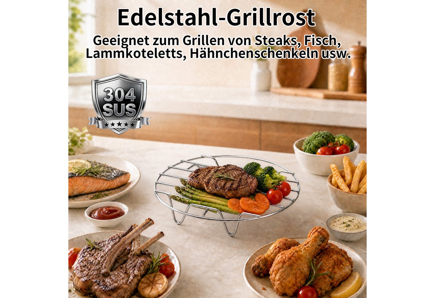 Insma Backform Airfryer Zubehör,Heißluftfritteuse Zubehör Set,Silikonformen,BPA-frei, (21-tlg), Silikonkorb faltbar, Backpapier, Grillrost, Pizzablech & Küchenzubehör Bild 4