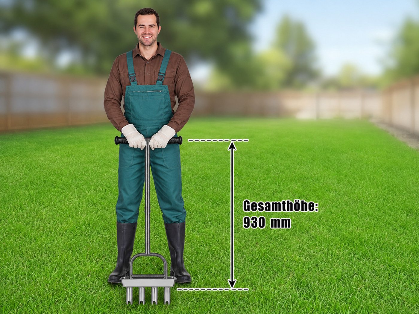 BeneLabel Rasenlüfter Manuell Aerifizierer mit Auffangschale, für Garten‑Rasenpflege, 28,6 cm Arbeitsbreite, (1-tlg), Rasenspecht mit 4 hohlen Zinken & Reinigungswerkzeug