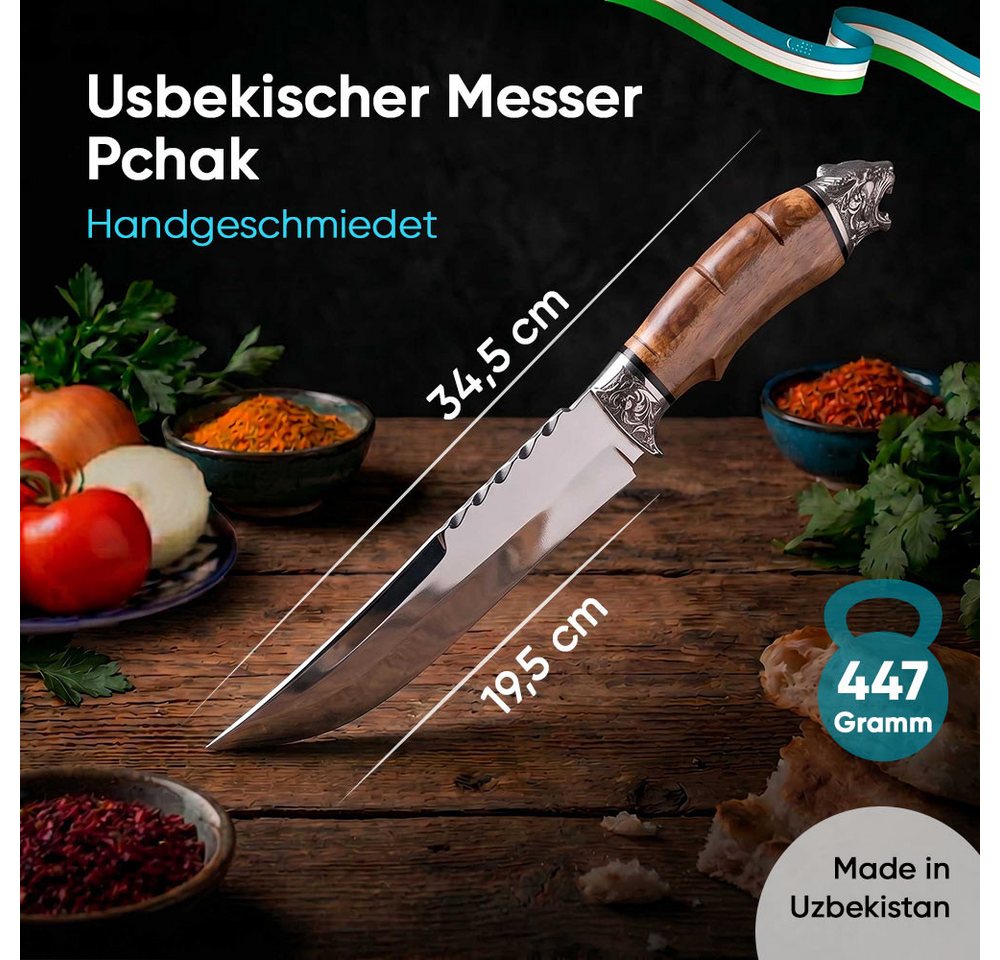 Pchak Universalküchenmesser Handgefertigt usbekisches Küchenmesser Nussbaum Edelstahl Bild 3