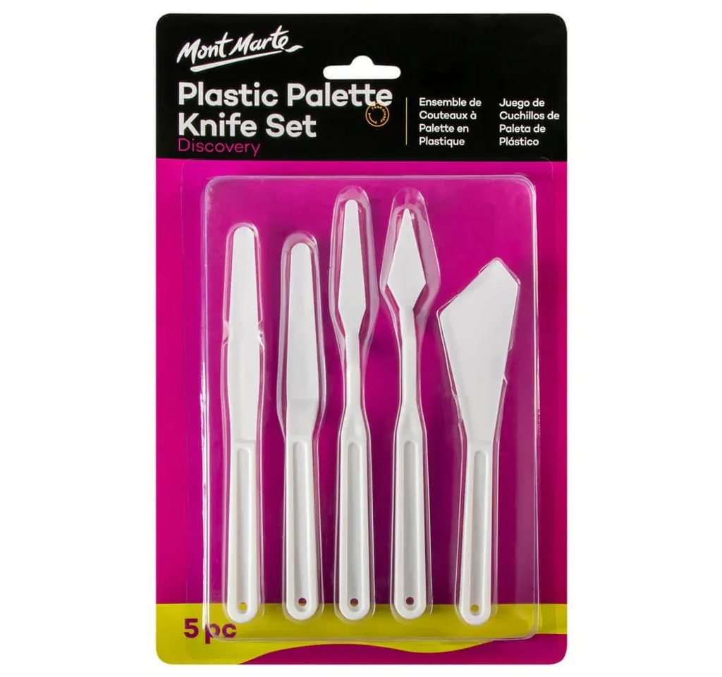 Mont Marte Malerspachtel Set – 5 Malmesser aus stabilem Kunststoff (Set, 5-St) Verschiedene Formen für Struktur, Acryl-, Öl- & Gouachemalerei Bild 3