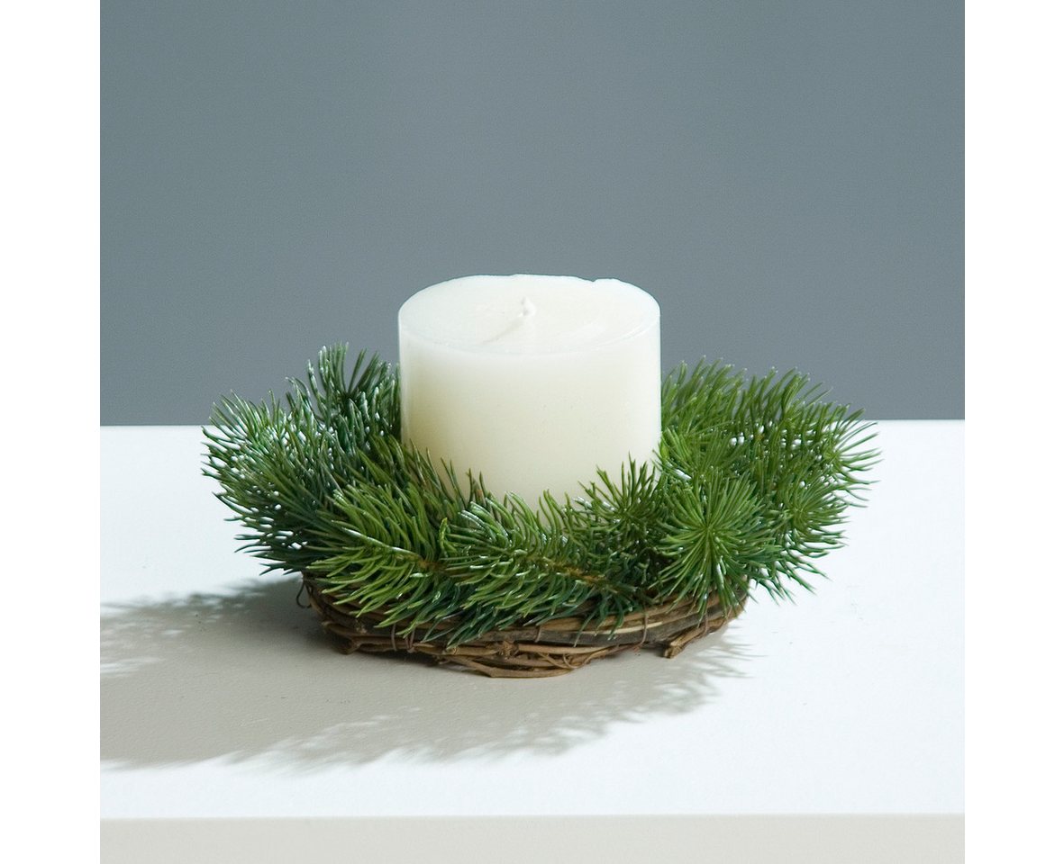 Winterliche Kunstpflanze Tannen-Kerzenring ca. 16cm Tannenkranz, mucPlants