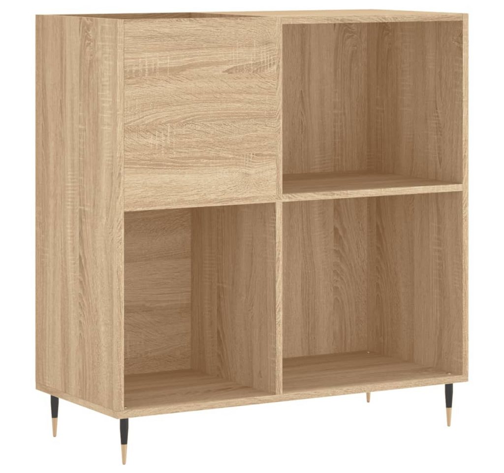 furnicato Media-Regal Plattenschrank 84,5 x 38 x 89 cm Sonoma-Eiche, 1-tlg., Vinylregal mit Ablage für Plattenspieler und stabilen Eisenbeinen Bild 2