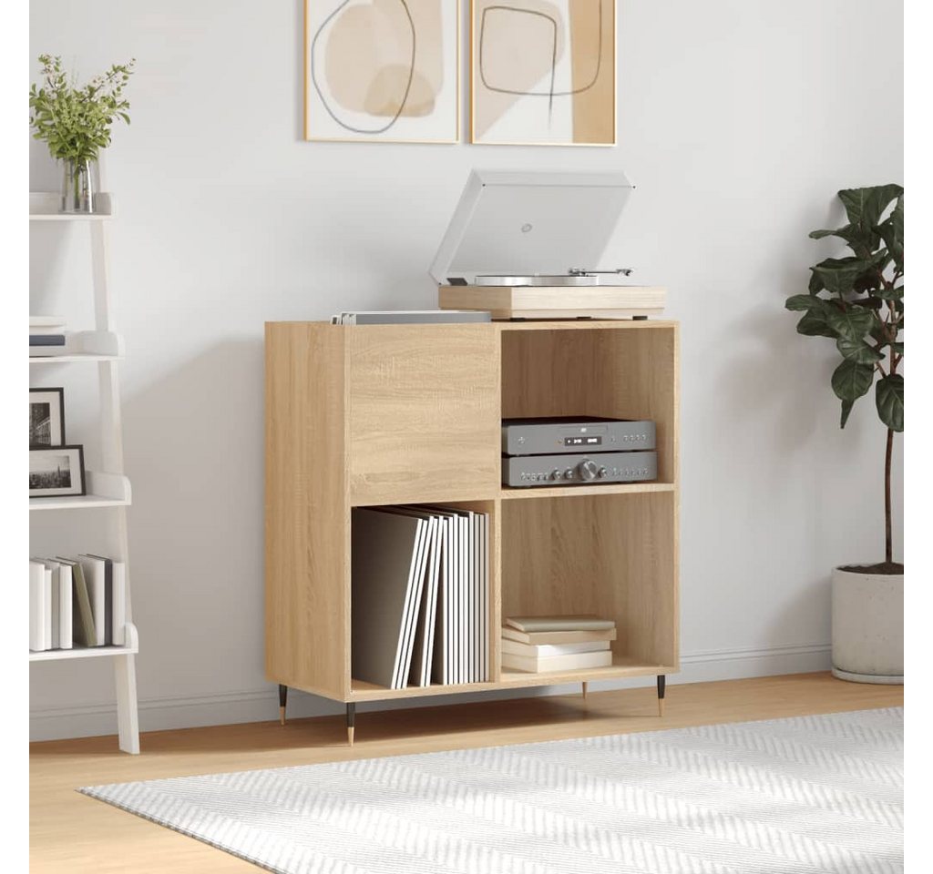 furnicato Media-Regal Plattenschrank 84,5 x 38 x 89 cm Sonoma-Eiche, 1-tlg., Vinylregal mit Ablage für Plattenspieler und stabilen Eisenbeinen Bild 5