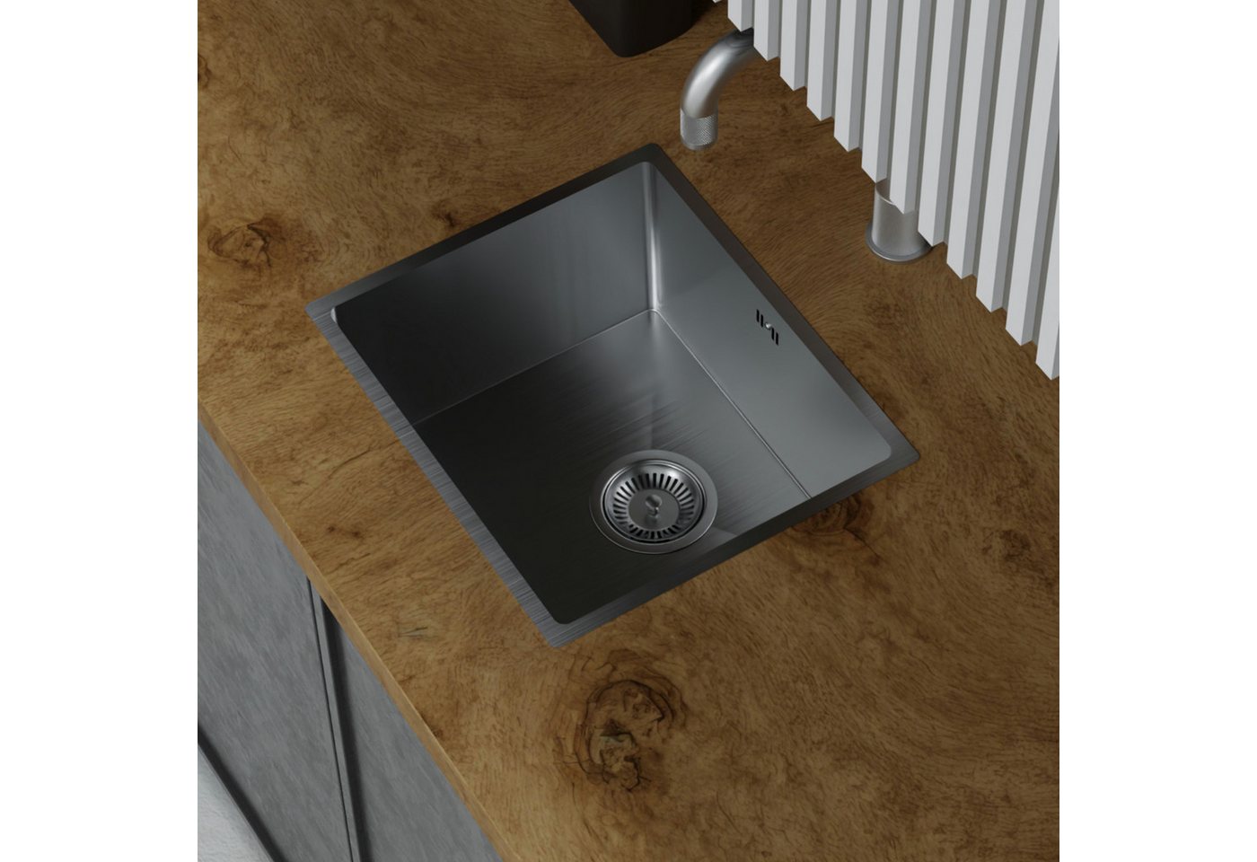HAGO Edelstahlspüle Edelstahl Spüle Einbauspüle Spülbecken Küchenspüle Variation, Rechteckig, 40/34 cm, (1 St), Schallschutzmatte, Anti-Kondenzwasser Beschichtung Bild 5
