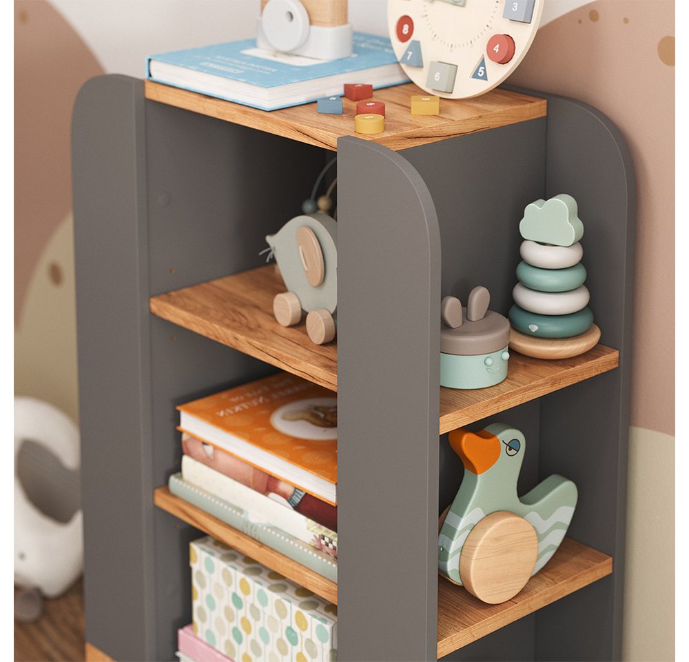 VitaliSpa® Bücherregal Malia, Artisan/Grau, 60 x 88 cm mit 9 fächern