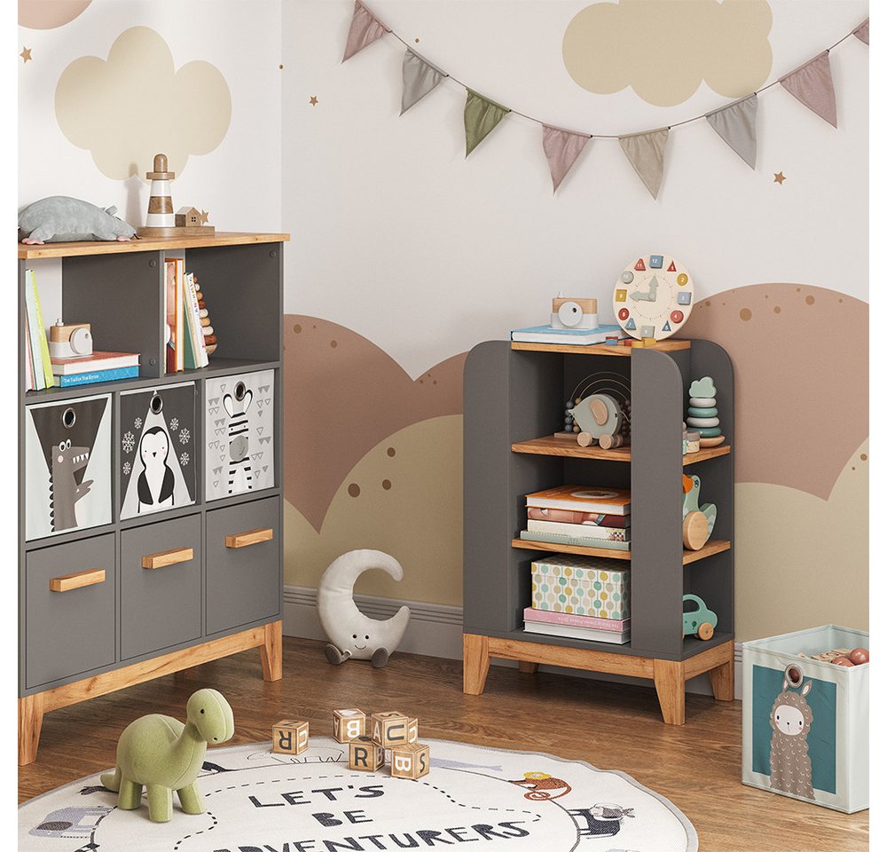 VitaliSpa® Bücherregal Malia, Artisan/Grau, 60 x 88 cm mit 9 fächern Bild 4