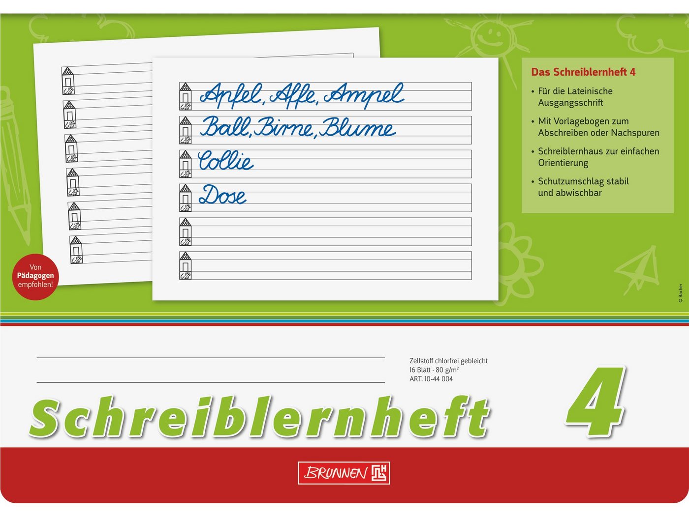 Baier & Schneider Schulheft Schreiblernheft A4 quer Lineatur 4 mit Vorlagebogen