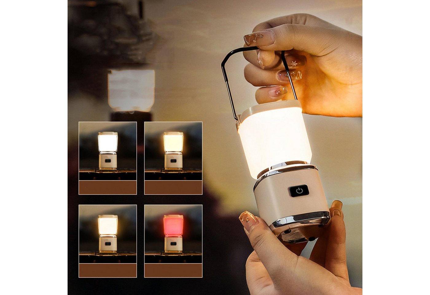 feinlux Tischleuchte Außen-Tischleuchte LED Campinglampe Tragbar, LED fest integriert, Weißes Licht, warmes Licht, natürliches Licht oder rotes Licht, für Stromausfällen, Wandern, Notfall, Ausfälle usw. Bild 5