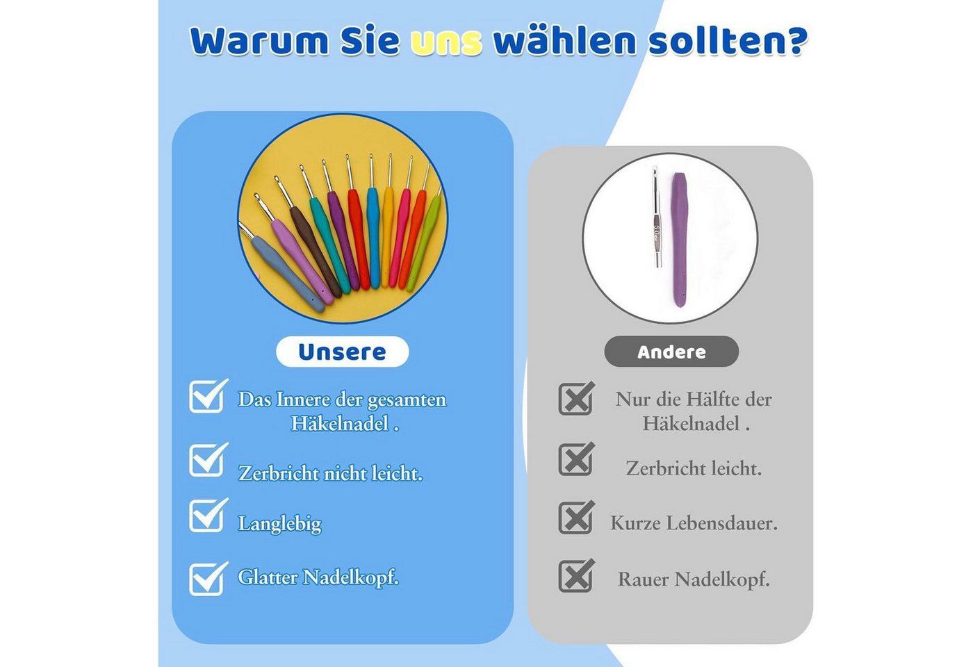 LuxusKollektion Häkelnadeln Häkelnadel Set 11 Größen 32 Stück Etui 2 mm 3 mm 4 mm 5 mm 6 mm 7 mm Bild 5