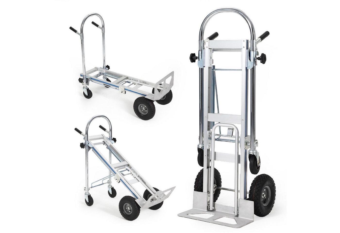 GarveeMore Sackkarre 3-in-1 Transportwagen aus Aluminium, 454 kg Traglast, klappbar, (für Lager, Umzug, Garten, Werkstatt), luftbereifte Räder, 360° schwenkbare Rollen Bild 2