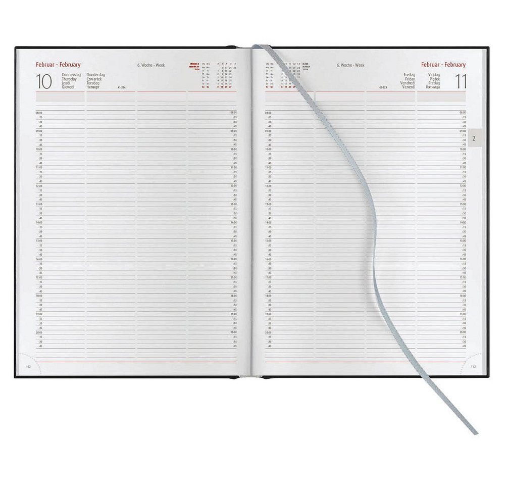 Lediberg Buchkalender 899 Praxistimer / Reservierungsbuch 2027 sz A4 Tagesplaner (1-tlg)