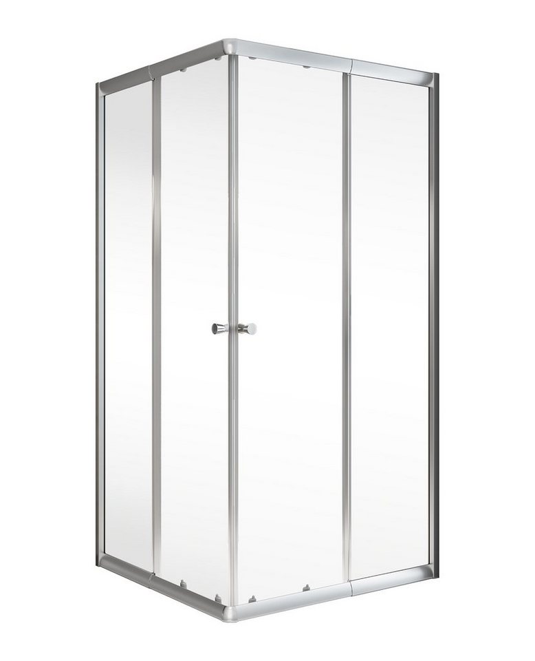 Schulte Eckdusche Corner, BxT: 75x75 cm, Sicherheitsglas, Eckeinstieg mit Schiebetüren, 180 cm hoch Klar Hell Profil Silberfarben