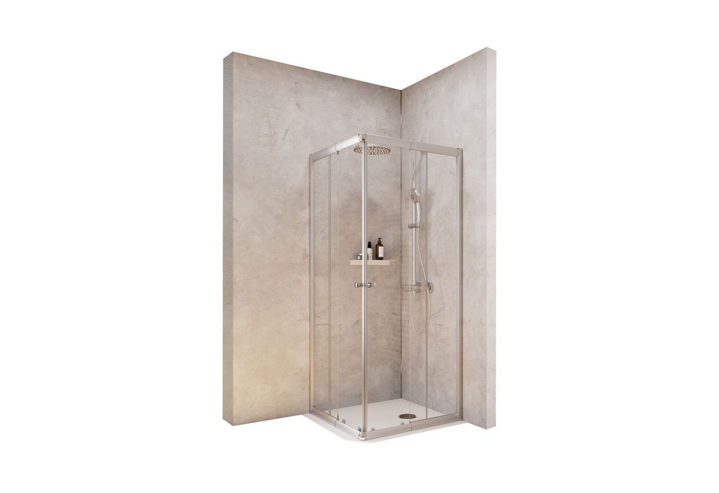 Schulte Eckdusche Corner, BxT: 75x75 cm, Sicherheitsglas, Eckeinstieg mit Schiebetüren, 180 cm hoch Klar Hell Profil Silberfarben Bild 5