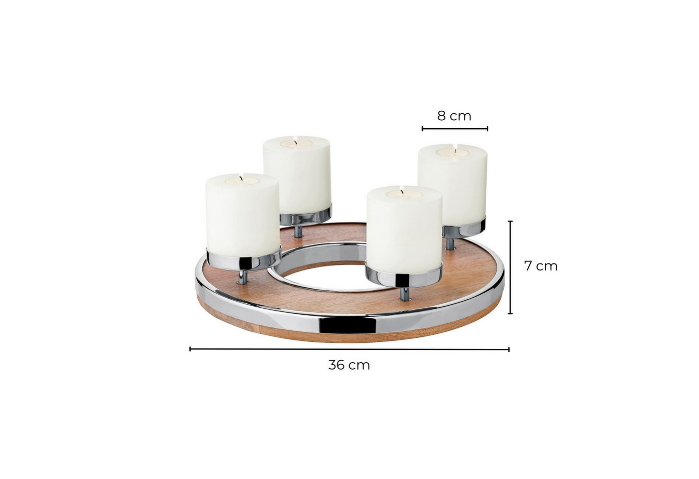 EDZARD Adventskranz Jale, (36 cm) Adventsleuchter für 4 Kerzen, Kerzenkranz aus Holz Bild 2
