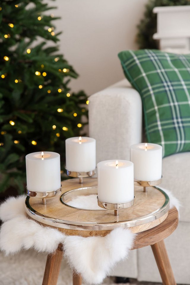 EDZARD Adventskranz Jale, (36 cm) Adventsleuchter für 4 Kerzen, Kerzenkranz aus Holz Bild 4