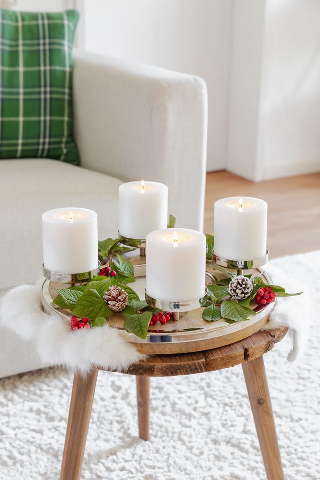 EDZARD Adventskranz Jale, (36 cm) Adventsleuchter für 4 Kerzen, Kerzenkranz aus Holz Bild 5