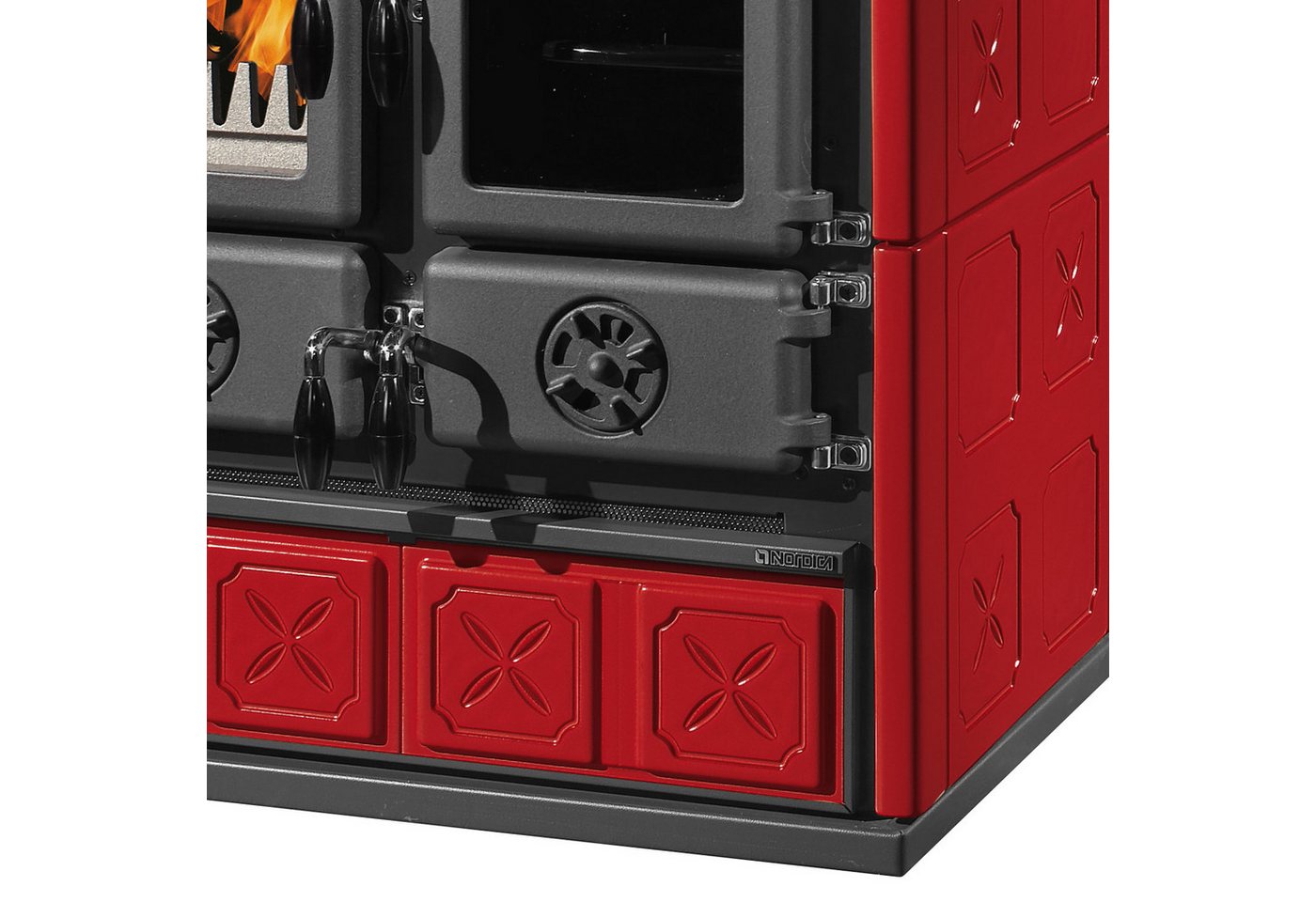 La Nordica Festbrennstoffherd La Nordica Rosetta 5.0 Küchenofen Majolica Bordeaux, 7.9 kW, Küchenofen