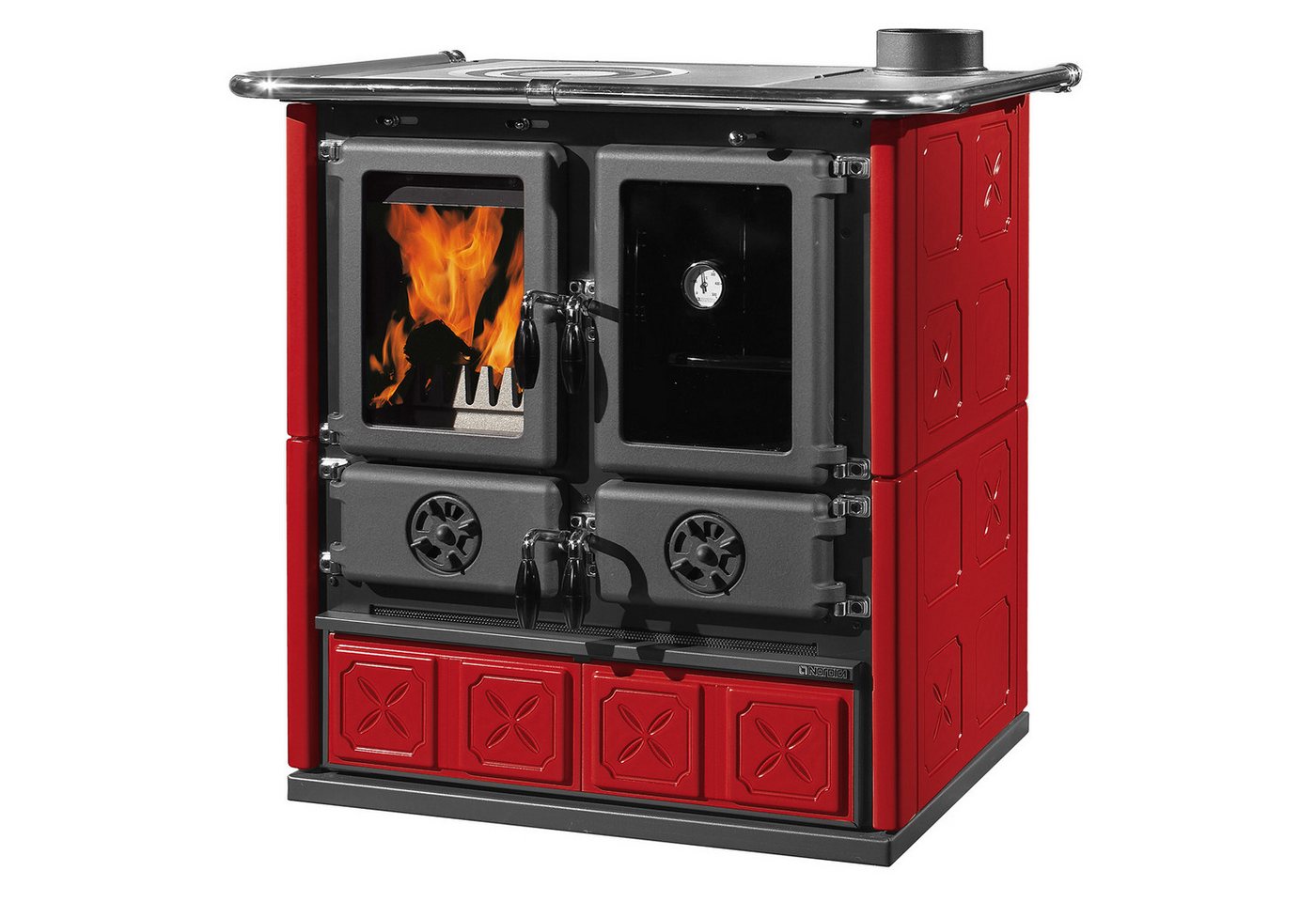 La Nordica Festbrennstoffherd La Nordica Rosetta 5.0 Küchenofen Majolica Bordeaux, 7.9 kW, Küchenofen Bild 5