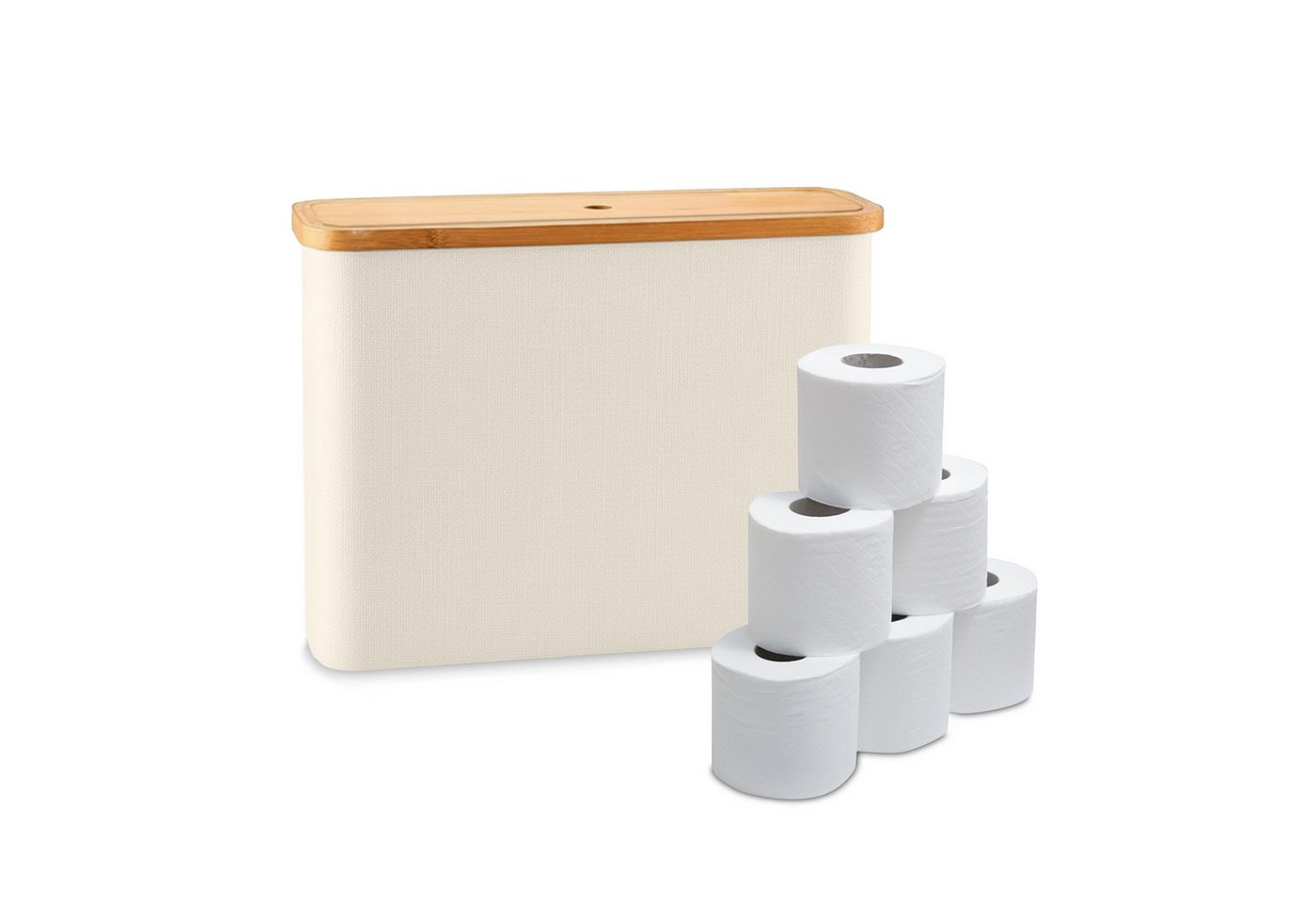 relaxdays Toiletten-Ersatzrollenhalter Toilettenpapier Aufbewahrung 12 Rollen (1-St), Beige Bild 3