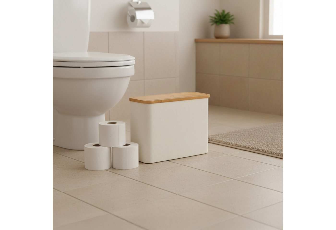 relaxdays Toiletten-Ersatzrollenhalter Toilettenpapier Aufbewahrung 12 Rollen (1-St), Beige Bild 5