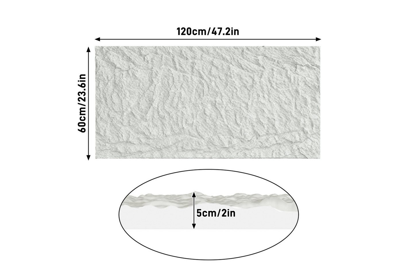 FIVMEN 3D Wandpaneel 120x60 cm Steinoptik Polystyrol Wandverkleidung 5cm dick, (4-tlg) Leichte Deckenpaneele & Wandplatten, für Wohnzimmer Küche Bild 3