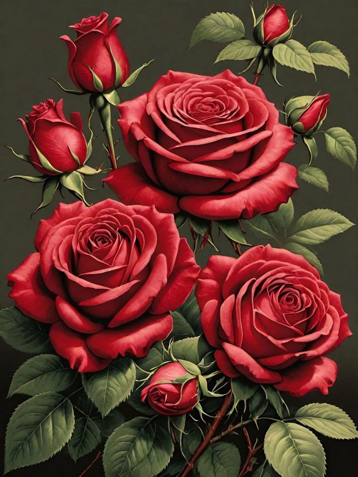 Rötting Design Malen nach Zahlen Diamond Painting Set 5D DIY Motiv romantischer Rosenstrauß (Komplett-Set, Vollbild), Diamond Painting Vollbild, Vollständiges Zubehörpaket Bild 3