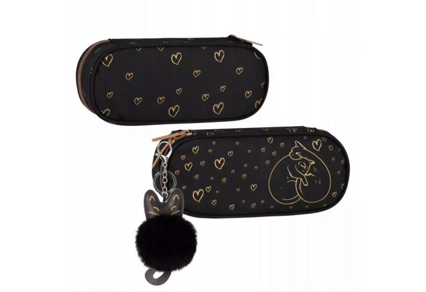 Starpak Federmäppchen Starpak Schulmäppchen Tuba Schwarz Goldene Katzen Herz Mädchen, (1-tlg) Bild 2