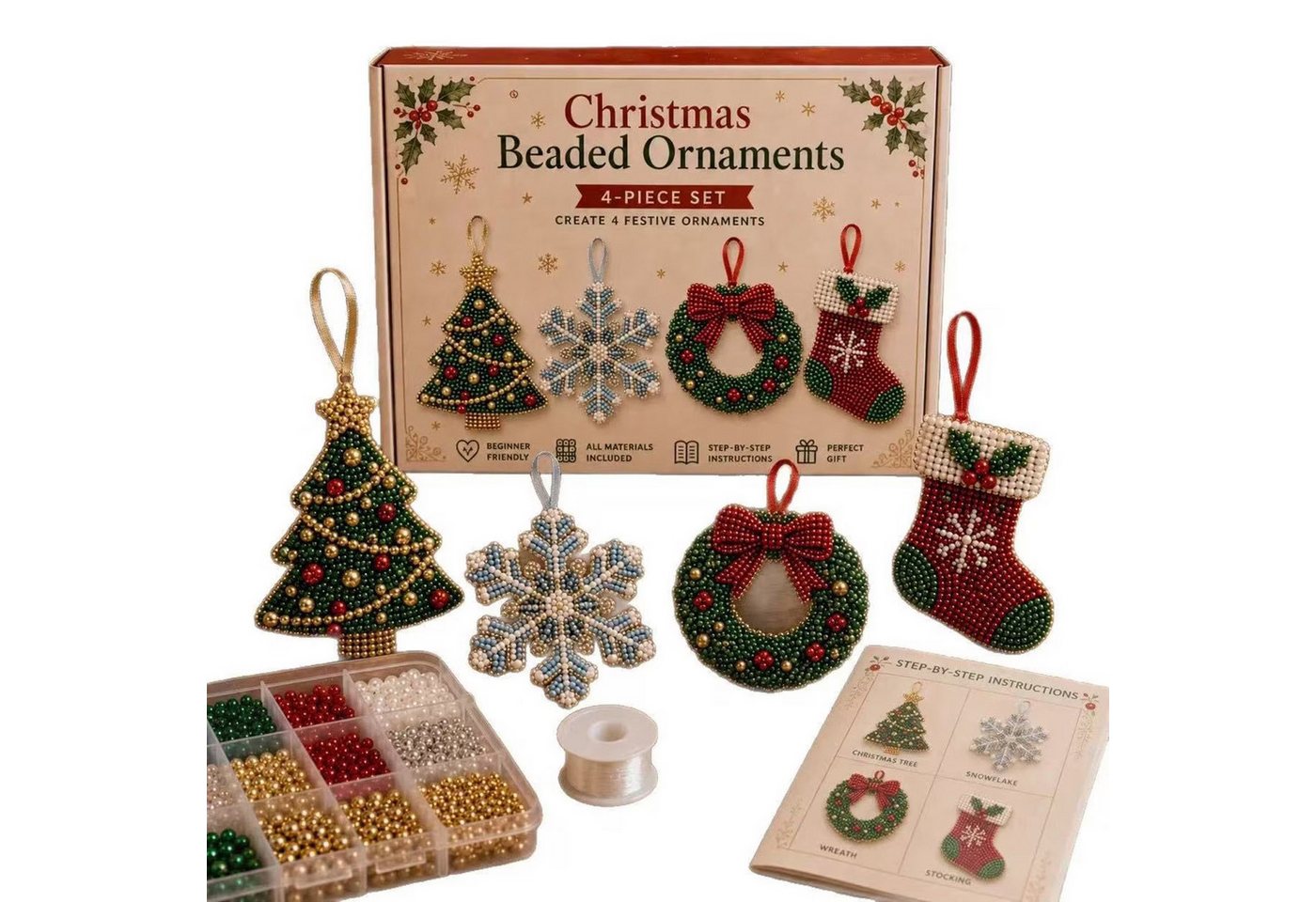 CLTYQ Kreativset Perlen-Kreativset zum Basteln von Weihnachtsdekoration, Erwachsene und Kinder zum DIY-Gestalten von Weihnachtsdekoration Bild 2