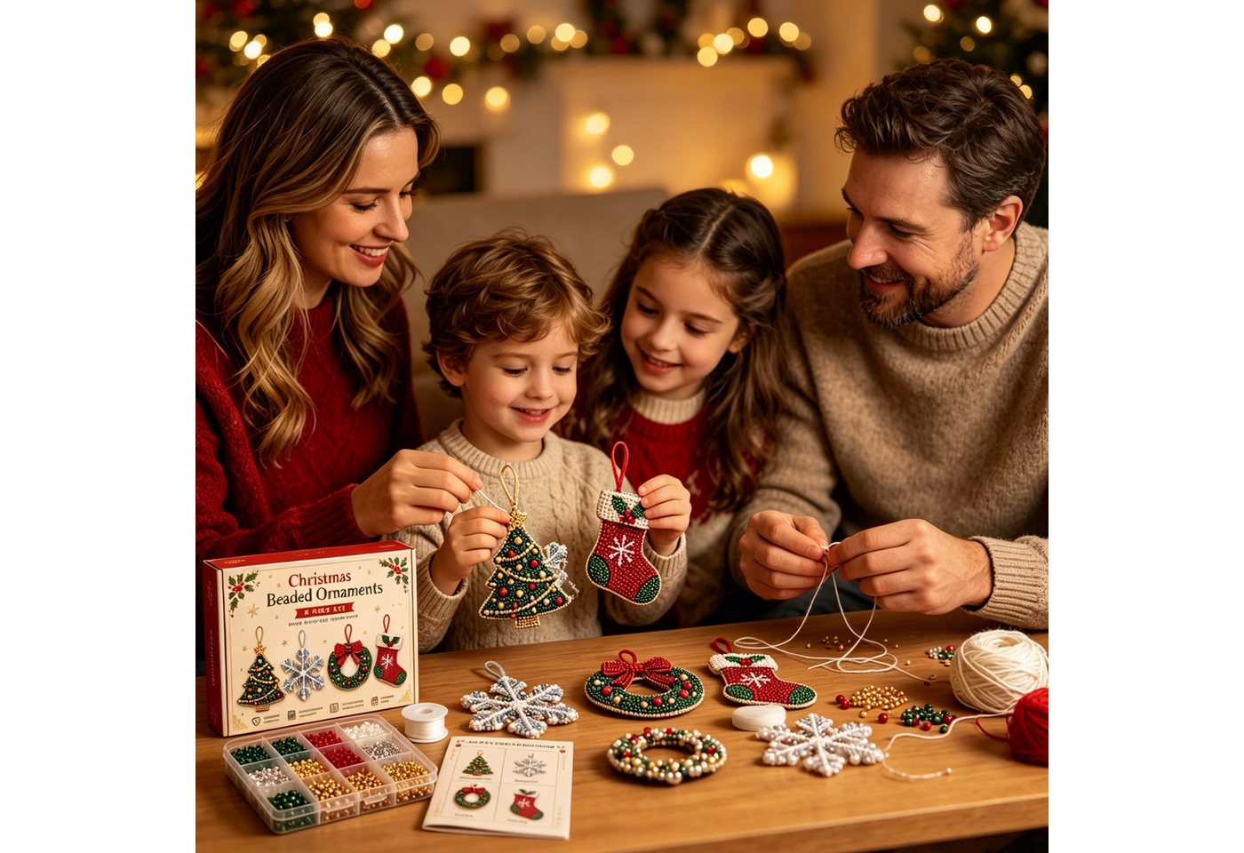 CLTYQ Kreativset Perlen-Kreativset zum Basteln von Weihnachtsdekoration, Erwachsene und Kinder zum DIY-Gestalten von Weihnachtsdekoration Bild 3