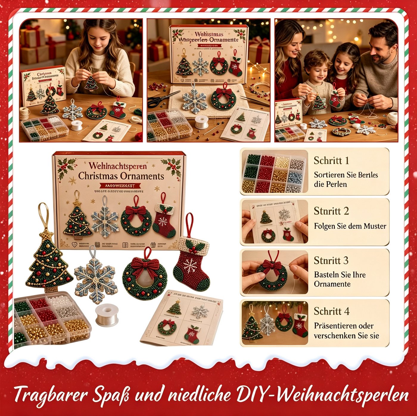 CLTYQ Kreativset Perlen-Kreativset zum Basteln von Weihnachtsdekoration, Erwachsene und Kinder zum DIY-Gestalten von Weihnachtsdekoration Bild 5