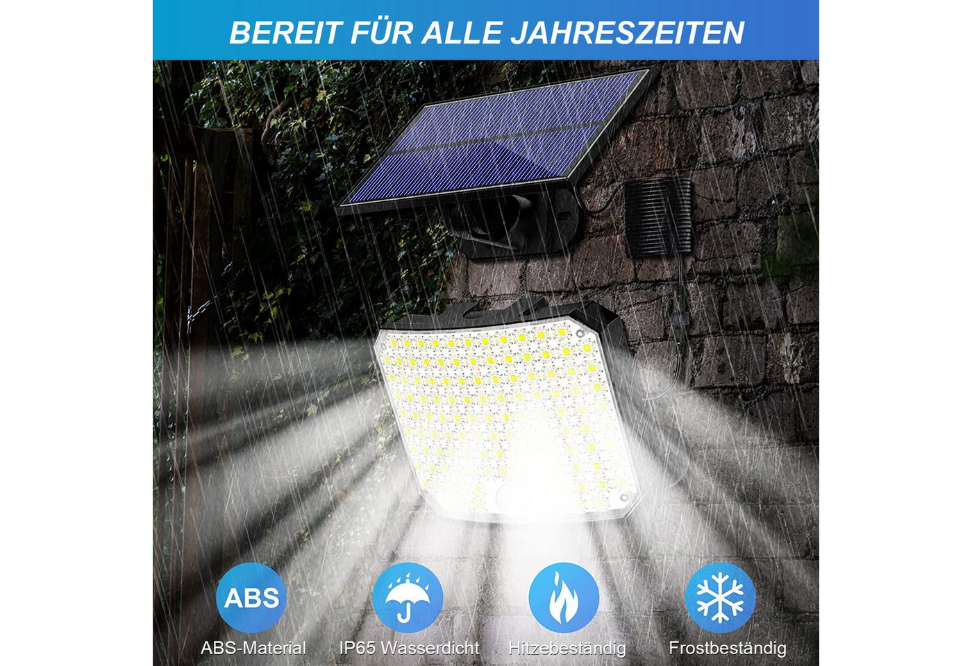 LMaxhome LED Solarleuchte Solarlampen Mit Fernbedienung&Bewegungsmelder Wasserdichte für Garten, 2 St., 118 LEDs, 6000K, 600LM, 3 Modi, Sensor-120°, LED fest integriert Außen Bild 4